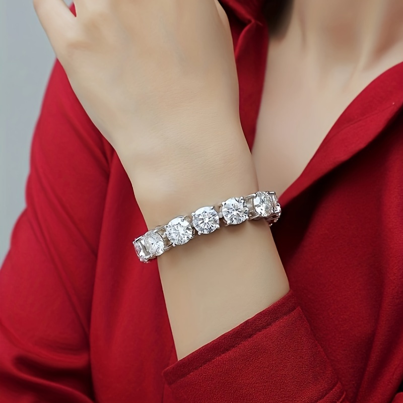 1pc 27g 85ct moissanite 925 silver bracelet hip hop style 18k plated   valentines   wedding gift   occasions details 1