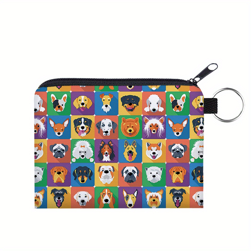 

Porte-Monnaie Portable en Polyester pour Femmes, Motif Chiot Animal Imprimé Numérique, Porte-Cartes Clés Multifonctionnel, Sac pour Écouteurs