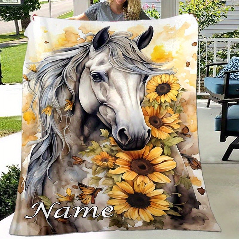 

Custom Name Sunflower Blanket - Soft And Warm, Perfect For Naps, Camping, And Travel - Suitable For All Seasons