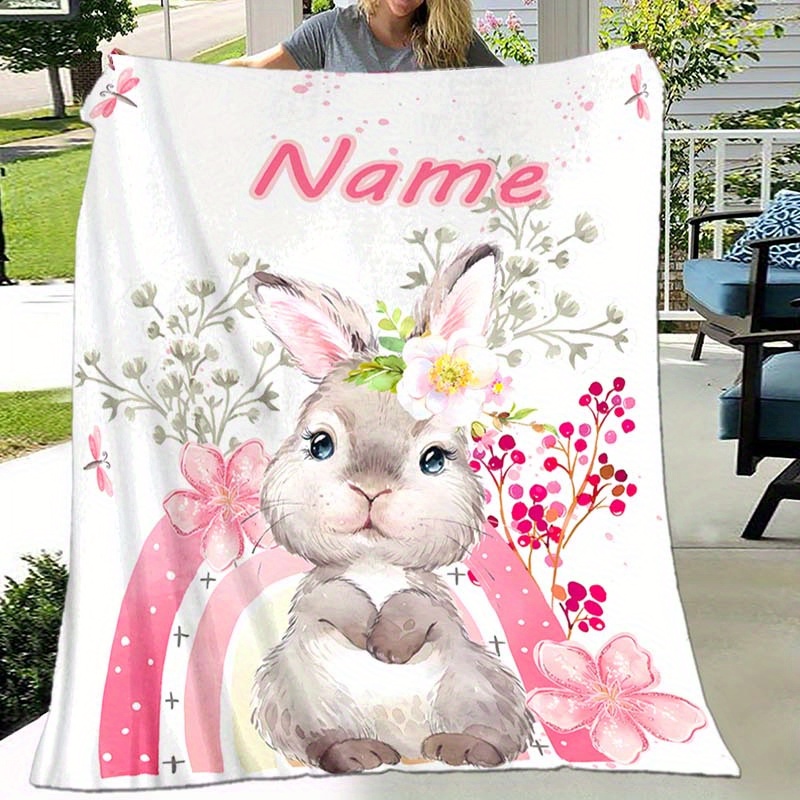 

Personalized Name Blanket Rabbit - , & Flannel For , & - For &