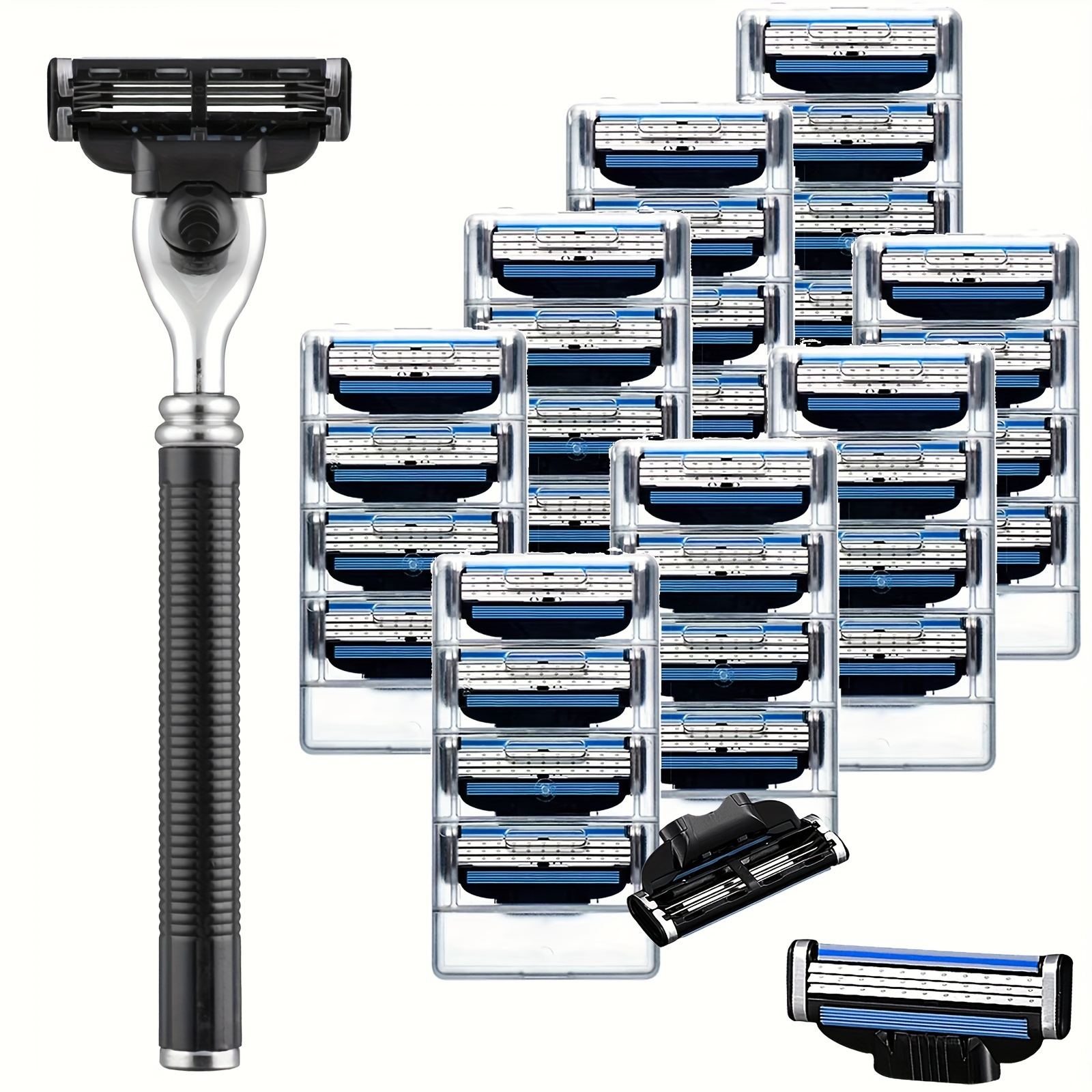 manual metal safety razor 1 handle 16   3 layer blade razor anti slip handle replacement blade shaving tool fathers day gift