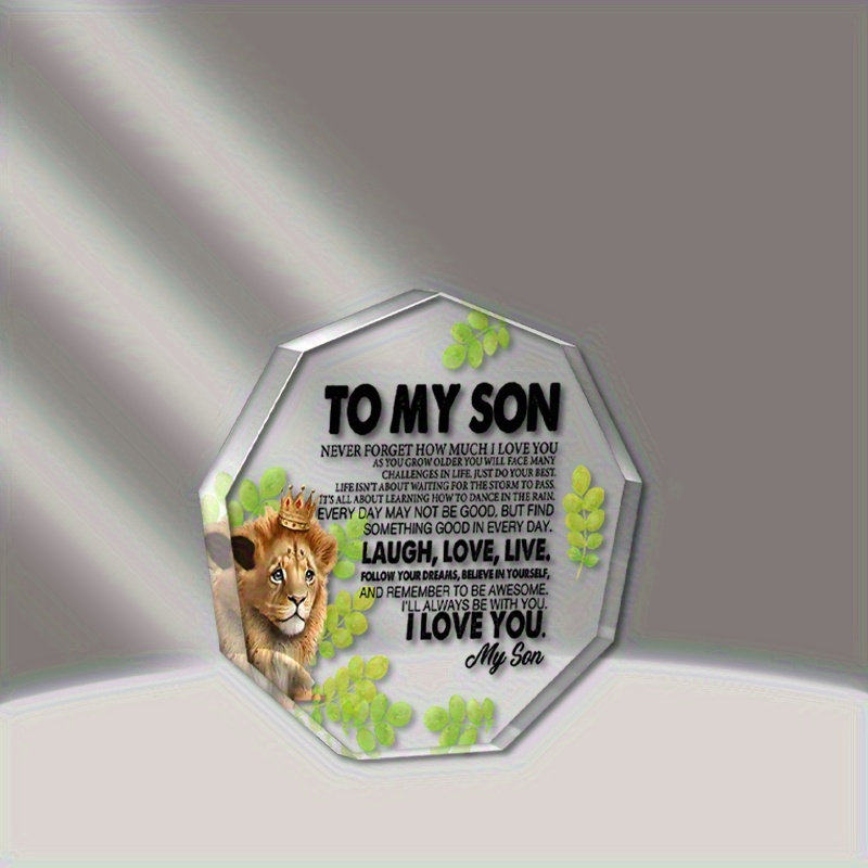 TEMU Gifts For Son From Mom, Son Gifts From Mom, Gifts For Son Birthday Christmas Graduation, To My Son Clear Acrylic Desk Sign For Home