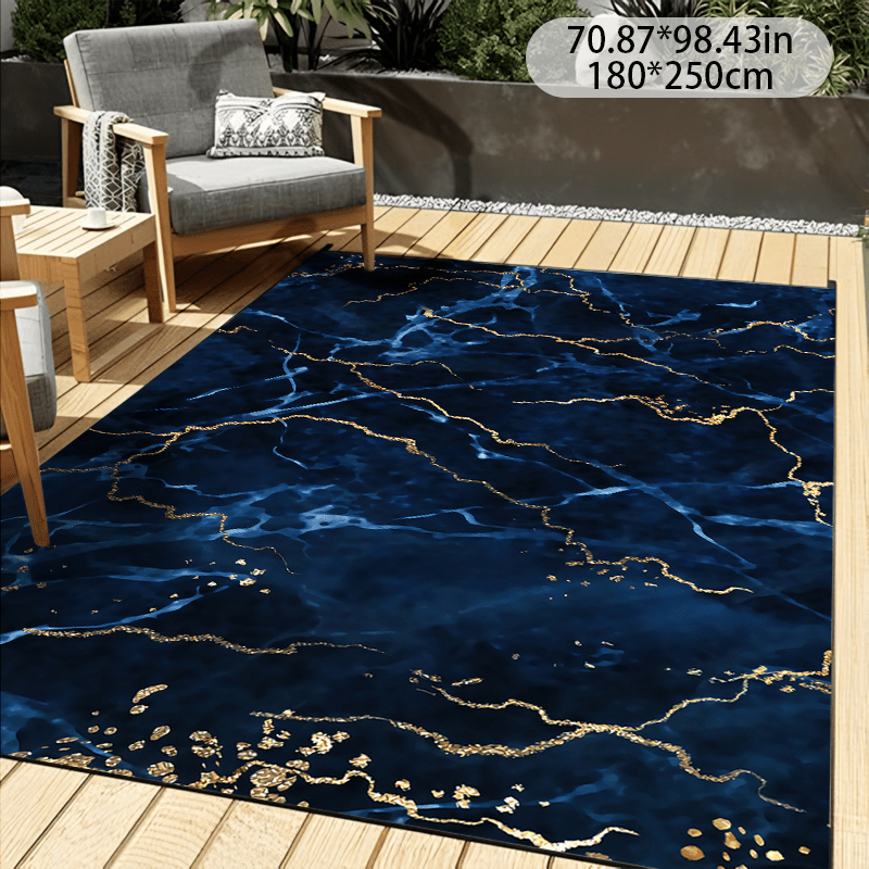 

Luxurious Marble & Golden Accent Area Rug - , Non-slip Backing, 800gsm, Machine Washable For Living Room, Bedroom, Kitchen, And Outdoor