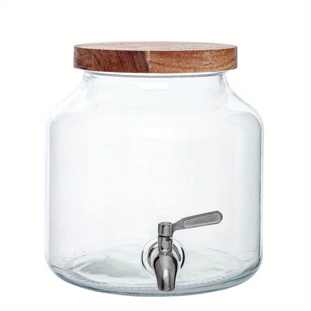 

Clear Glass 1.5gal Beverage Dispenser With Natural Acacia Wood Lid