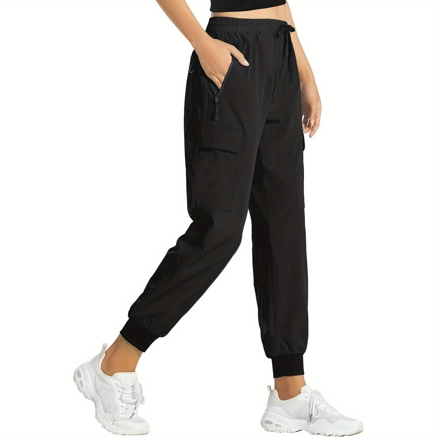 

Lightweight Cargo Joggers For Women, Hiking Pants Women With Zipper Pockets Casual Travel Quick Dry Fabric