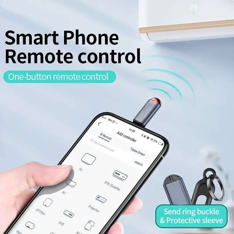 TEMU Smartphone Ir Remote Control Adapter: Universal Mini Remote For Tv, Ac, Fan, Camera, And More - Type-c Compatible