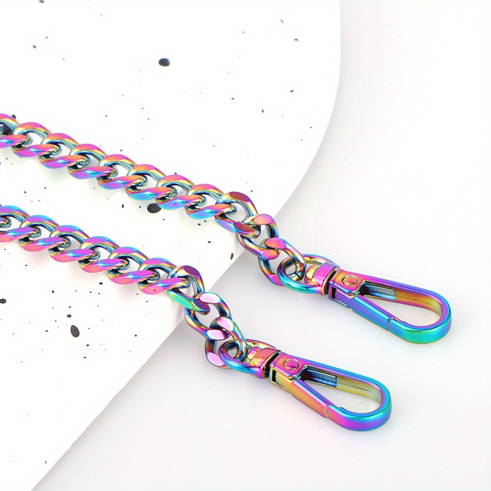 Rainbow Chain Strap, Bag Chain Decorative Bag Handle Flat Bag Strap Handle Long Strap Replacement Purse Handles For Diy Women Bags Crafts Making, Diy Wallet Making