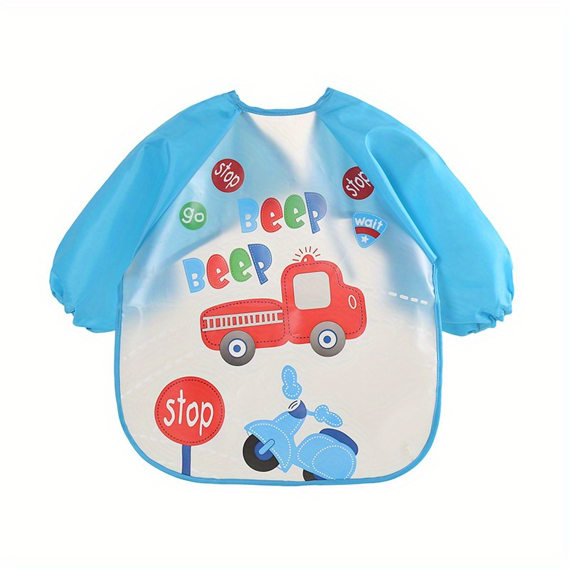 naninbaby cute toddler waterproof long sleeve art smock feeding bib apron for 0 3 years magic closure polyester fabric suitable for 0 3 year olds details 3