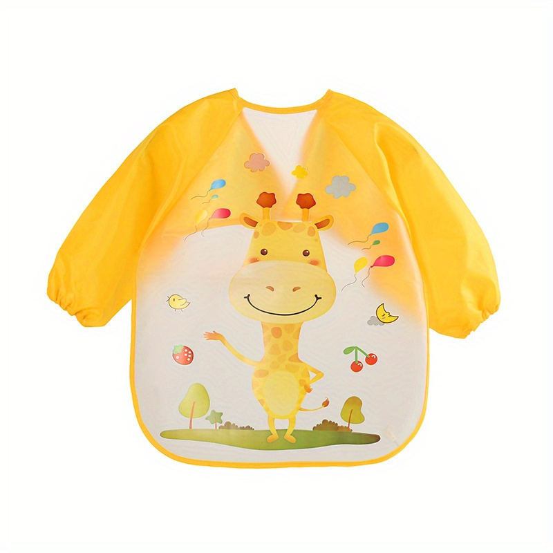 naninbaby cute toddler waterproof long sleeve art smock feeding bib apron for 0 3 years magic closure polyester fabric suitable for 0 3 year olds details 4