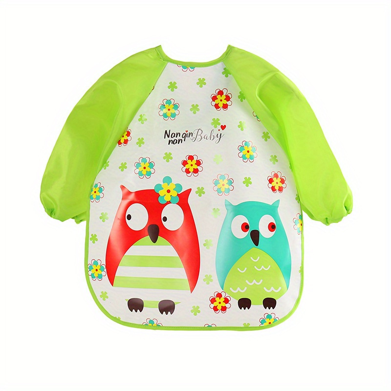 naninbaby cute toddler waterproof long sleeve art smock feeding bib apron for 0 3 years magic closure polyester fabric suitable for 0 3 year olds details 6