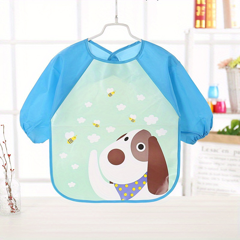 naninbaby cute toddler waterproof long sleeve art smock feeding bib apron for 0 3 years magic closure polyester fabric suitable for 0 3 year olds details 7