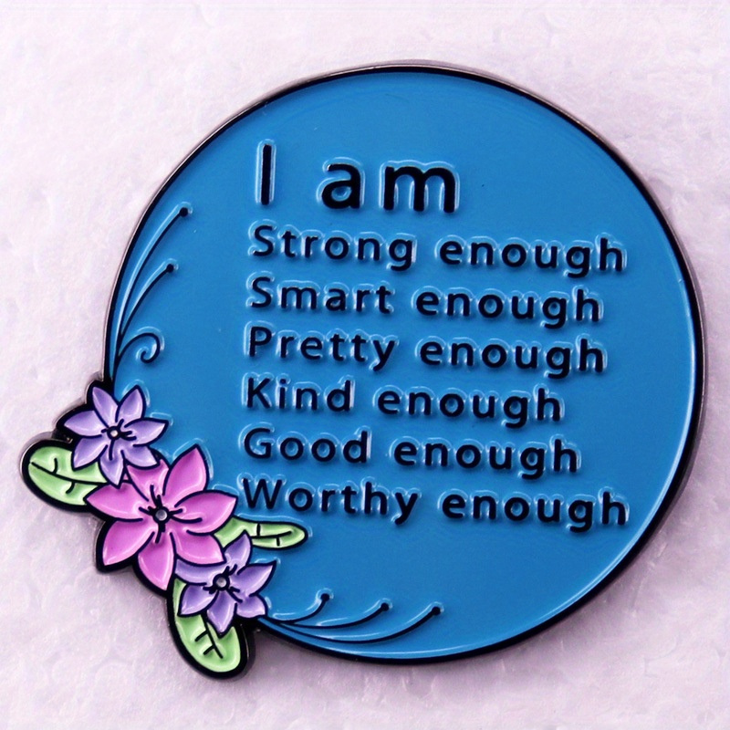 

Vintage-style Unconventional Brooch With Enamel , Features Quote ' Enough Pretty Enough' For Women's Accessories