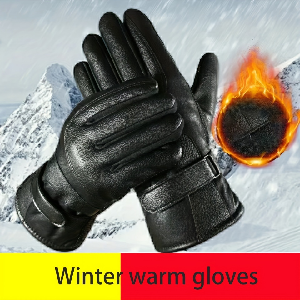 

Fleece-lined Pu Gloves - , Touchscreen For & Motorcycle , For &