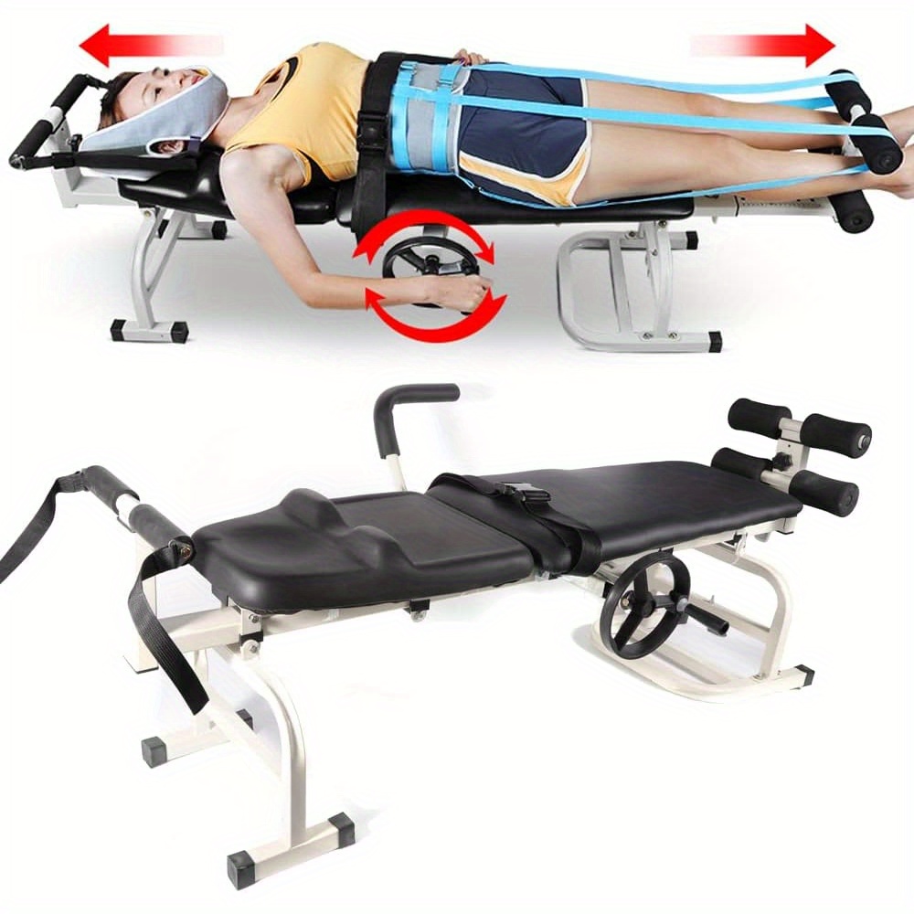 Traction Bed Folding Massage Bed Table Cervical and Lumbar Traction Bed Back Stretch Stretching Device Decompression for Lower Without Upside Down