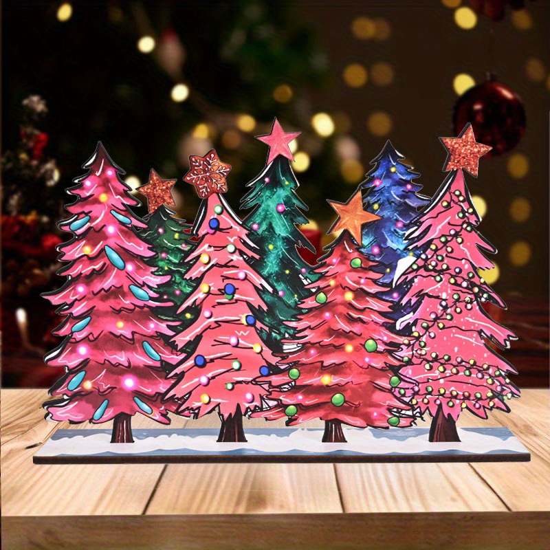 

1pc Wooden Christmas Tree , , 3d Decor, No Needed, - For , Desk, , Windowsill, Bookshelves, Countertop,
