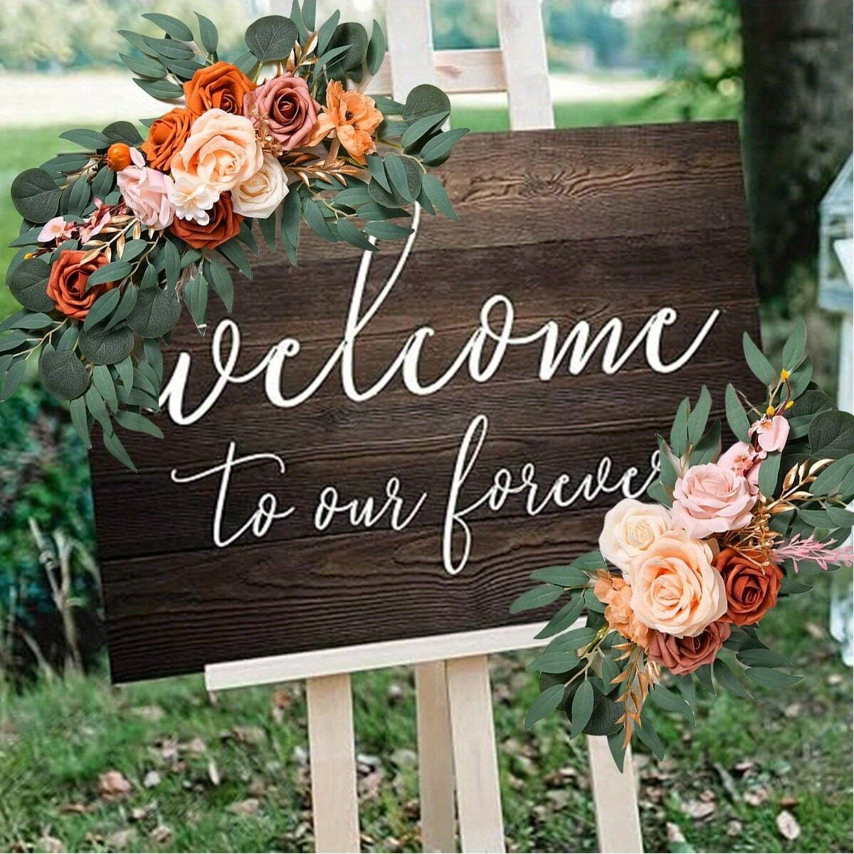 2pcs/ Kit Wedding Arch Flowers, 19.68in Rustic Artificial Floral For