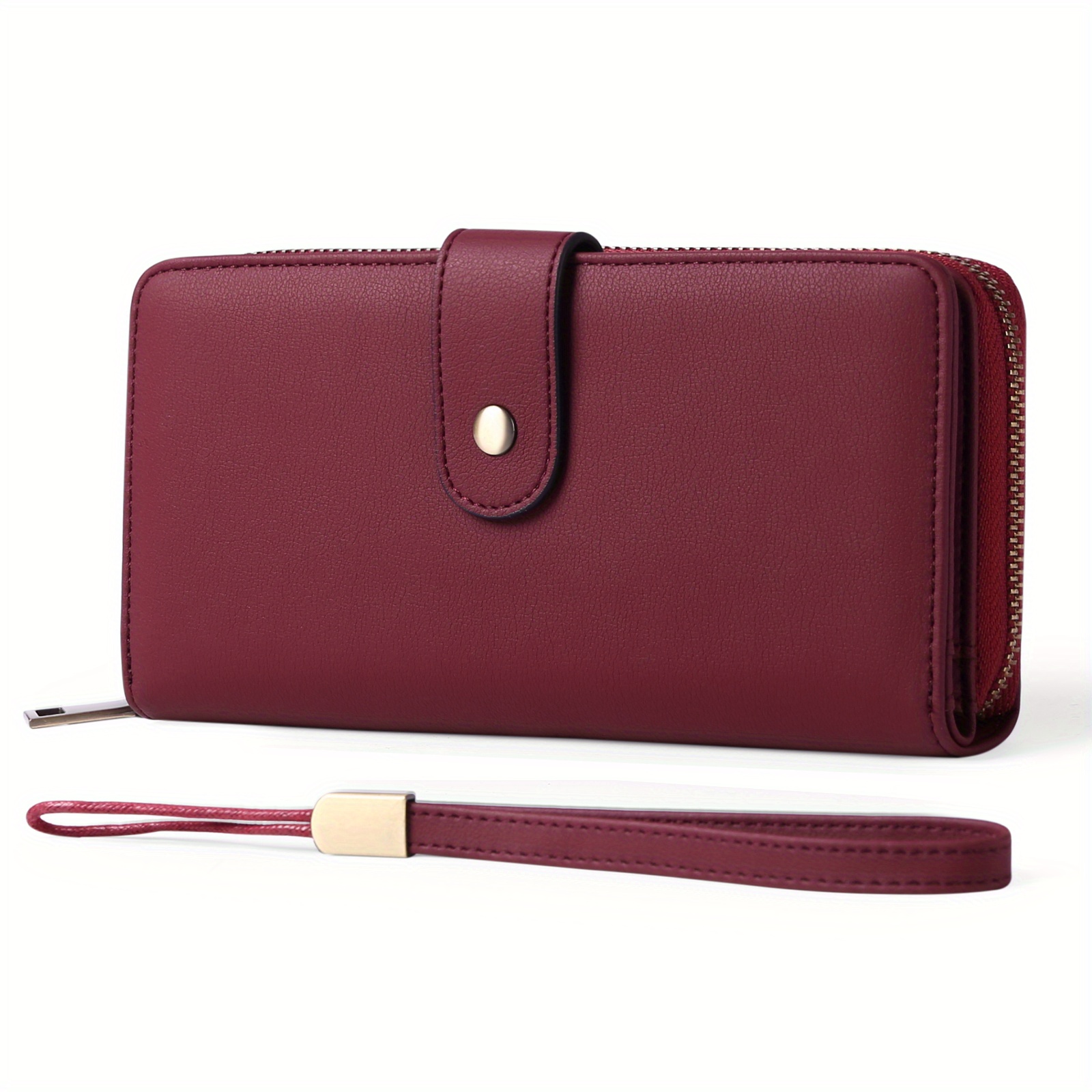 Women's Synthetic Leather Rfid-blocking Wallet | Removable Wrist Strap And Zippered Coin Pouch | Spacious Enough To Fit A Phone | Daily Use/ Gift Box Packaging