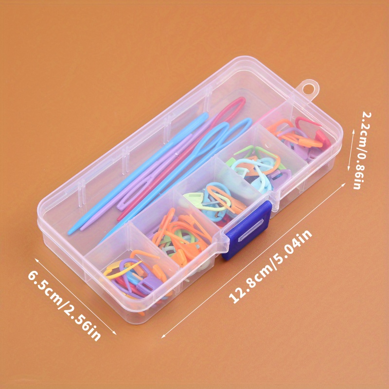 TEMU 61pcs Crochet Hook And Knitting Accessories Set - Multicolor Splice Markers, Plastic Sewing Needles, Yarn Hooks, And Safety Pins, Knitting