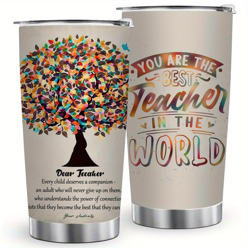 

Back To School 20oz Stainless Steel Heat Cold Insulation Water Bottle Dual Wall Vacuum Cup Art Tree Colourfull Printting Coffee Tumblerful Sliding Lid Cups For Teachers Day