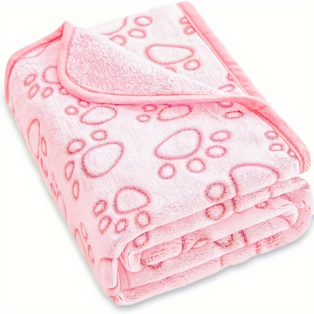 1pc ultra soft   print dog blanket cozy insulated sleep mat for puppies dogs adorable polyester bedding with   paw patterns   snuggling and napping pet blanket