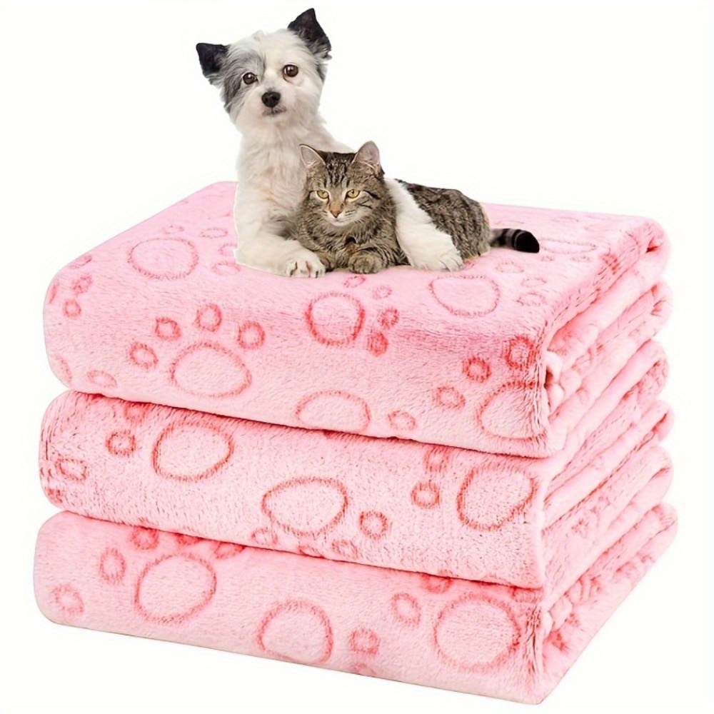 

Cozy Paw Print Dog Blanket - , Fluffy Pet Sleep Mat For Small To Medium Breeds - Stain-resistant Polyester Fiber