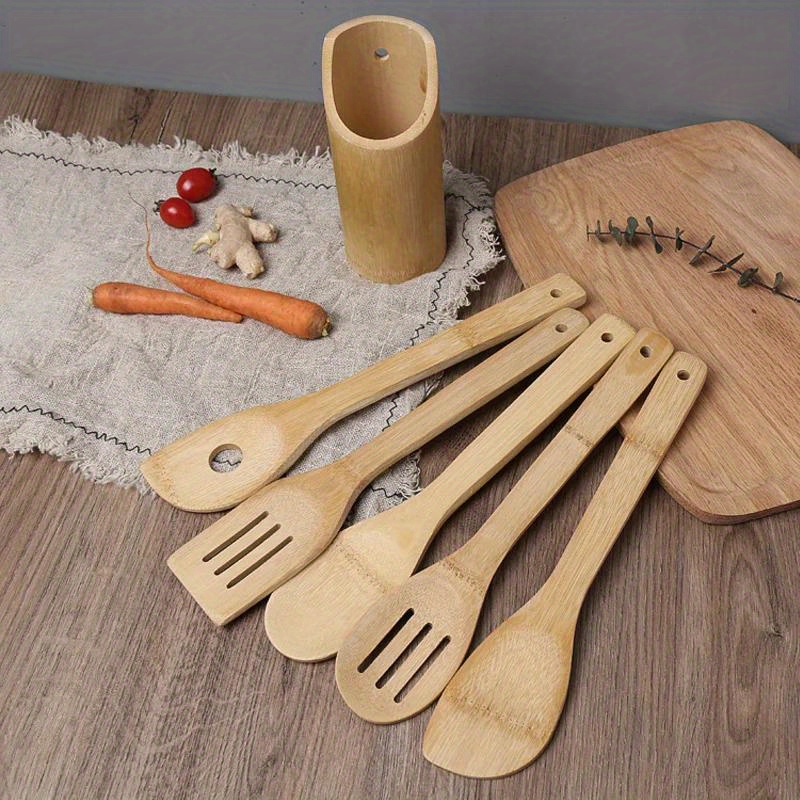 

Sustainable Bamboo Kitchen Utensil Set - , Heat-resistant Cooking Tools With Extended Handles For