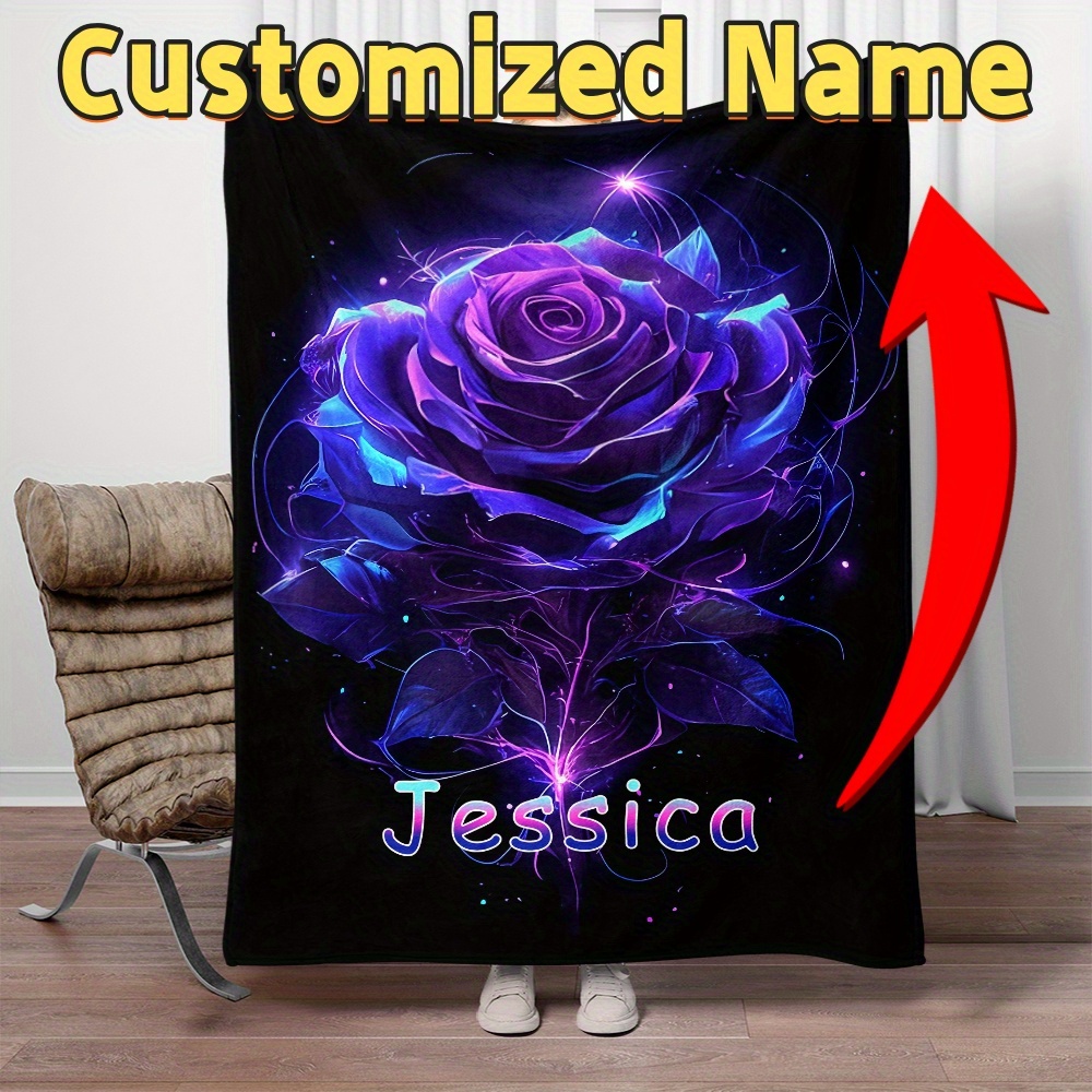 

Customizable Purple Blanket - , & For , Bed, & Camping | Tear-