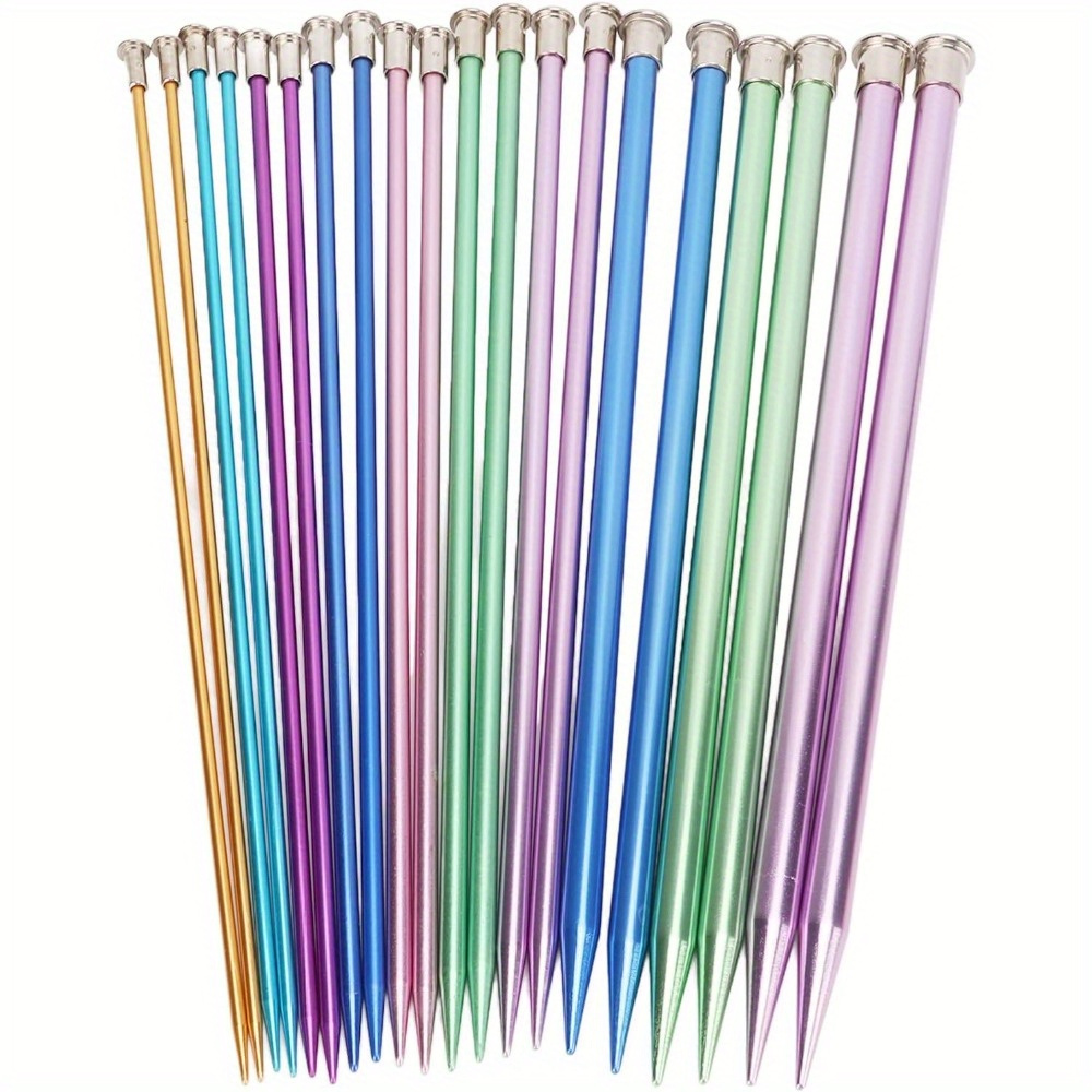 

Knitting Needles Set, 10in Aluminum Straight Knitting Needles Set Single Pointed Colored Ultra Light For Diy Knitting Projects, 10 Size From 3.0 To 10.0mm/ 0.12 To 0.39in