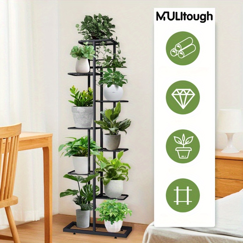 

Flower Stand Indoor-outdoor Metal Flower Staircase, Plant Shelf Flower Shelf, Dark Grey, Height 145cm, For Garden Or Balcony