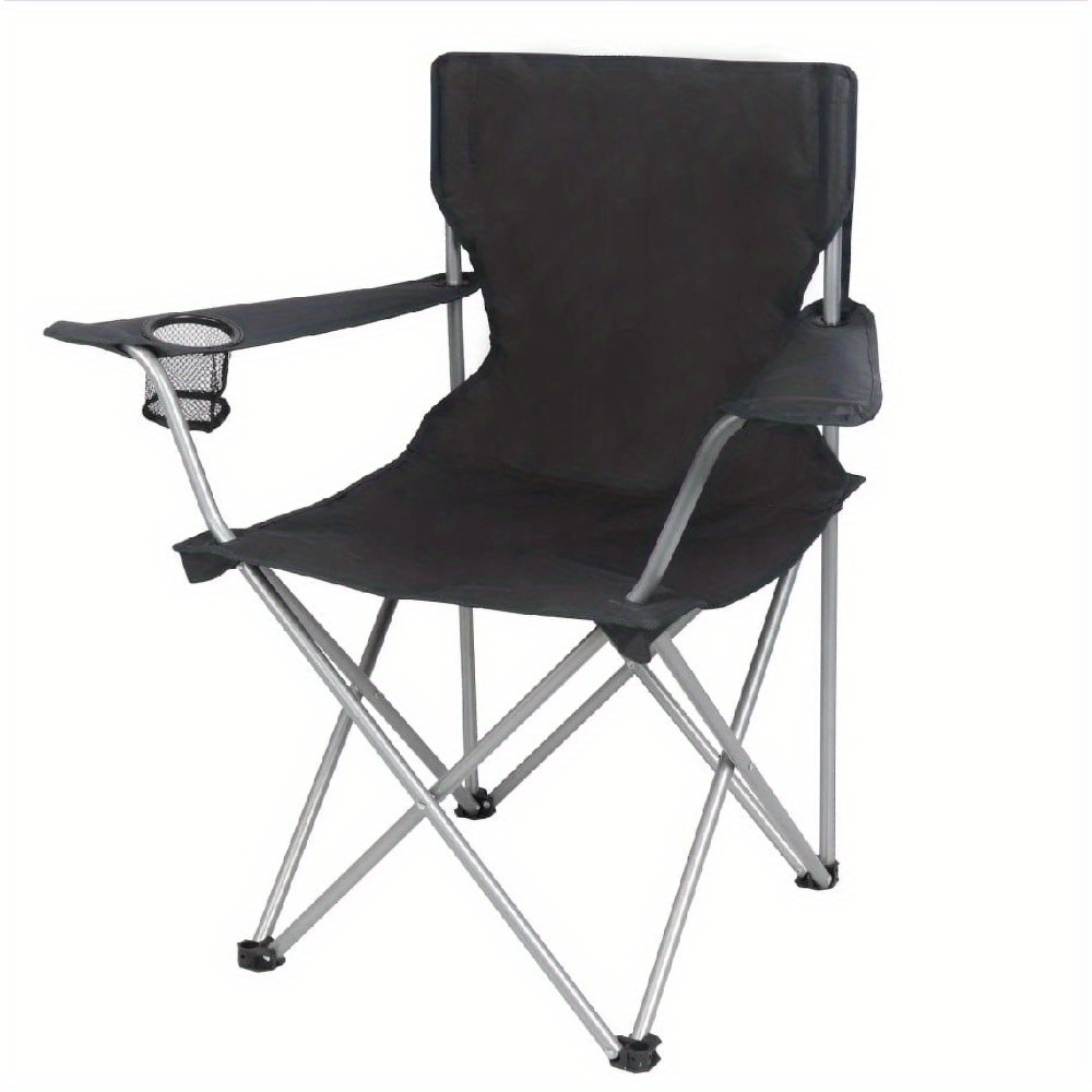 

Adult Basic Four-person Folding Camping Chair With Cup Holder, Black