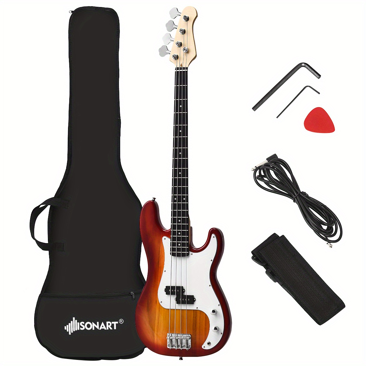 

Maxmass Full Size Electric Bass Guitar 4 String W/ Strap Guitar Bag Amp Cord Red