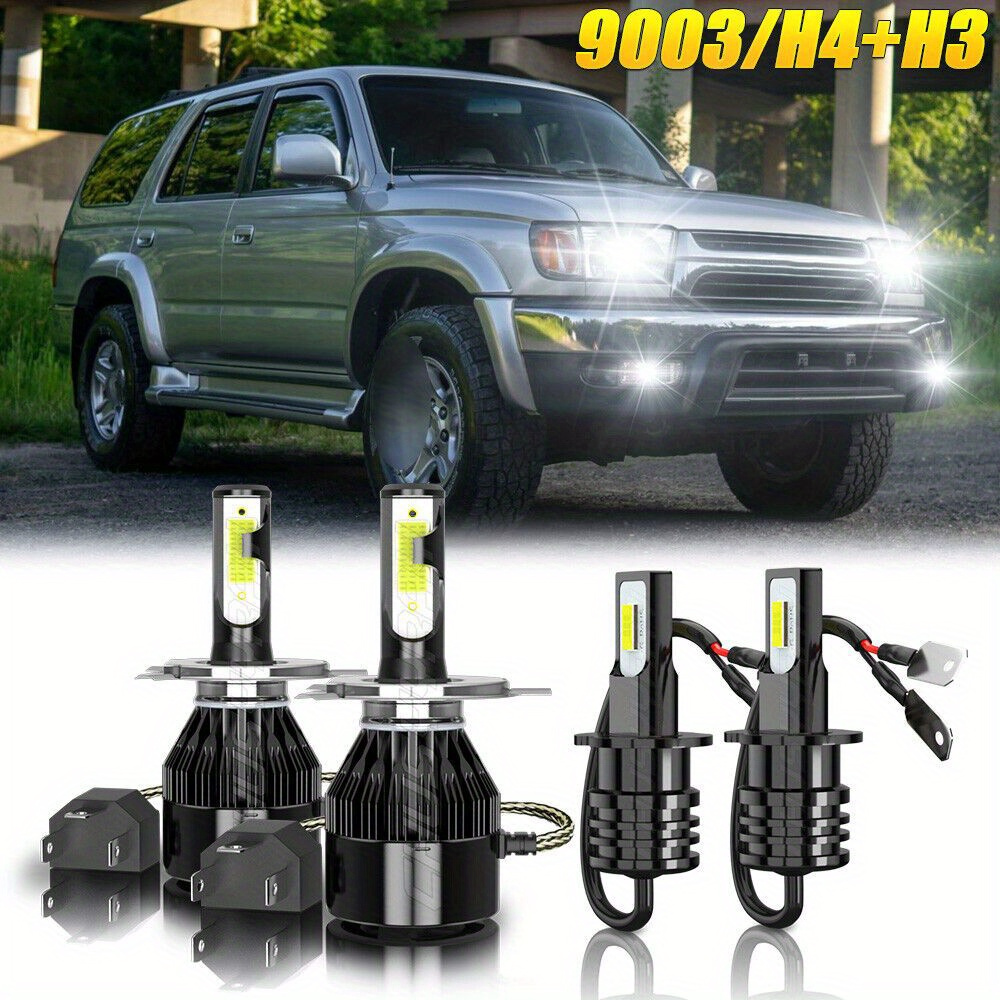 

4-piece 6000k Led Headlight High Beam/ Low Beam + Fog Light Bulb Fit For Toyota 4runner 1999 - 2002