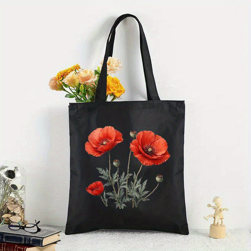 

Vintage Poppy Print Canvas Tote Bag - Stylish Accessory For Holidays