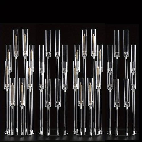 38 5 inches clear candlesticks holder for wedding decorations tall 8 arcylic candelabra candle holder with shade for valentines day events party table centerpiece candles