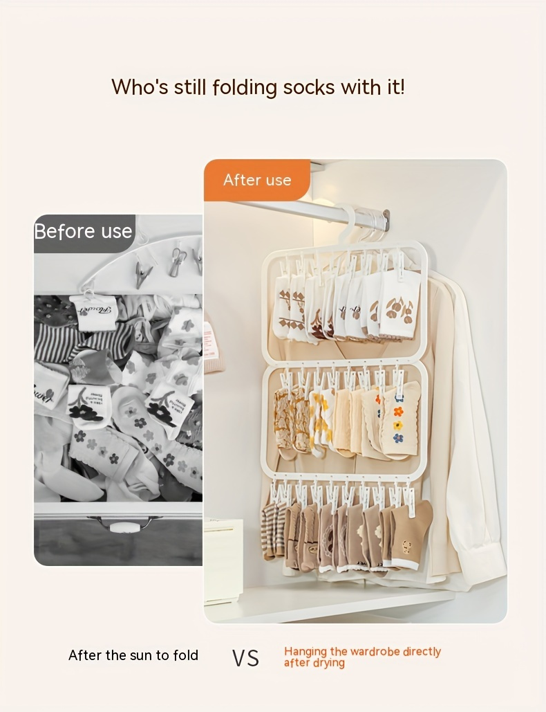 space saving multi clip sock underwear drying hanger   bedroom bathroom closet and dorm storage Product details 3