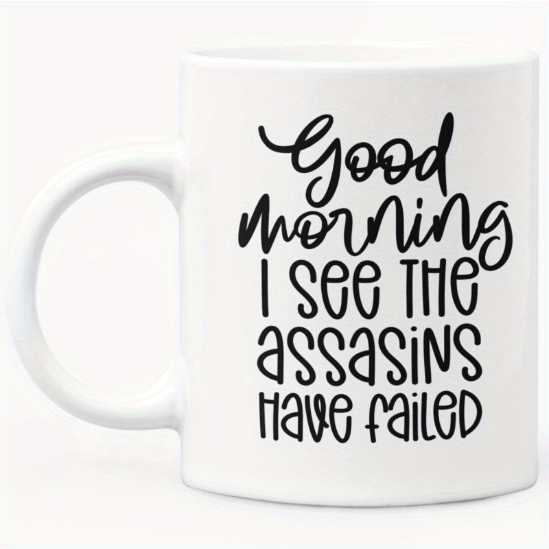 

1pc, Funny/ Humorous Work Mug White Ceramic Coffee/ Tea Mug Gift For Him Or Her 11oz Mug