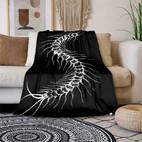 1pc dark series printed blanket soft warm polyester throw for sofa bed office camping travel hypoallergenic tear resistant vintage style black with