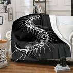 1pc dark series printed blanket soft warm polyester throw for sofa bed office camping travel hypoallergenic tear resistant vintage style black with