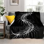 1pc dark series printed blanket soft warm polyester throw for sofa bed office camping travel hypoallergenic tear resistant vintage style black with