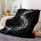 1pc dark series printed blanket soft warm polyester throw for sofa bed office camping travel hypoallergenic tear resistant vintage style black with