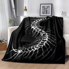 1pc dark series printed blanket soft warm polyester throw for sofa bed office camping travel hypoallergenic tear resistant vintage style black with