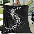 1pc dark series printed blanket soft warm polyester throw for sofa bed office camping travel hypoallergenic tear resistant vintage style black with