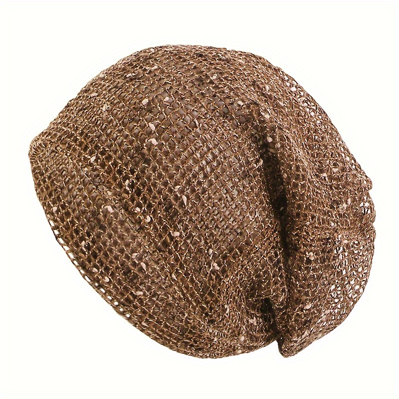 

Breathable Cotton And Linen Blended Turban Hat, Casual Hollow Pullover Hat, Non-elastic Folding Hat