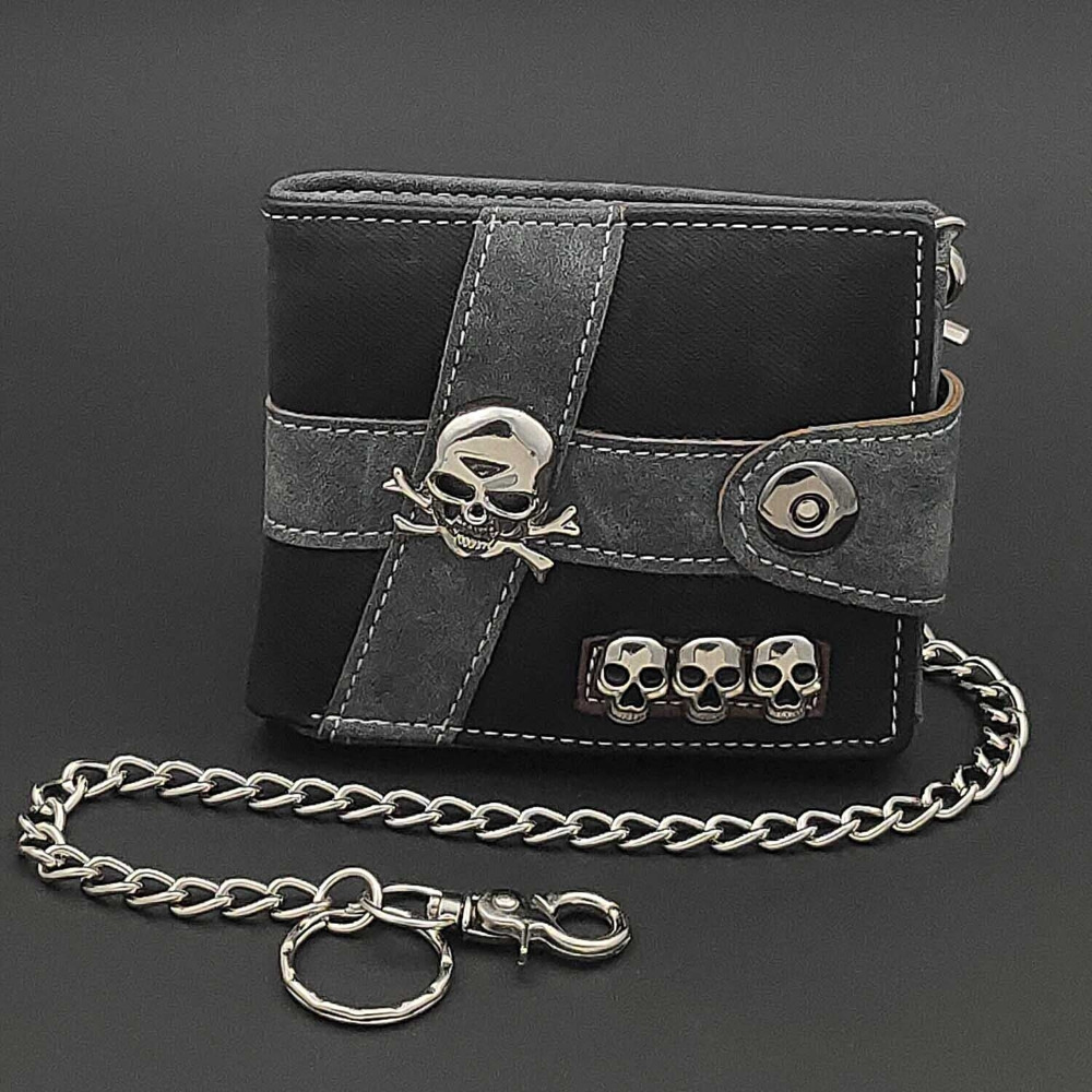 

Skull Punk Biker Casual Hasp Wallet Purse With Chain For Men Or Boy