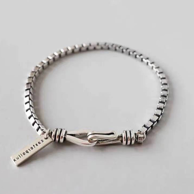 

925 Sterling Silver Plated Vintage Box Chain Bracelet, Unisex, Suitable For Daily And Social Gatherings - Fashion Accessories, Suitable For All Seasons (1 Piece), Shipped In Gift Box