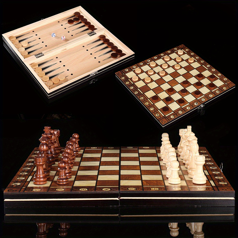 

24cm 3-in-1 Foldable Chess Set - Tabletop Game For Parties, Halloween & Christmas Gift,