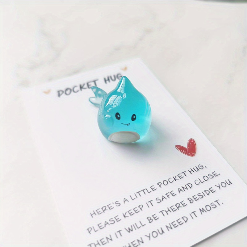 

1pc/2pcs Pocket Hug Shark Figurine With Inspirational Card, Resin Animal Collectible Dolls For Birthday, Appreciation, Thank You Gifts - Party Favors & Small Business Supplies, No Electricity Needed