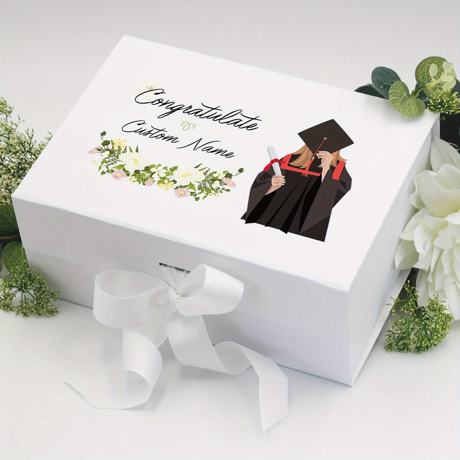 

Custom Magnetic Gift Box With Lid & Ribbon - Collapsible, Decorative Wrap For - Proposals, Christmas & Graduation