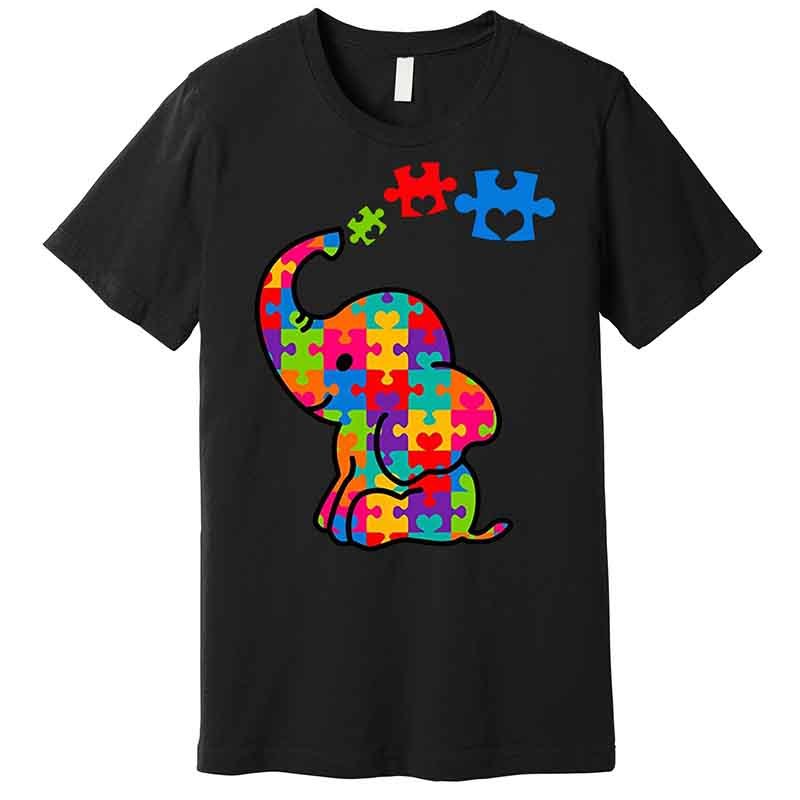 

Autism Elephant Premium T-shirt 229572 Funny Men’s Short Sleeve Graphic T-shirt Collection Black Aa