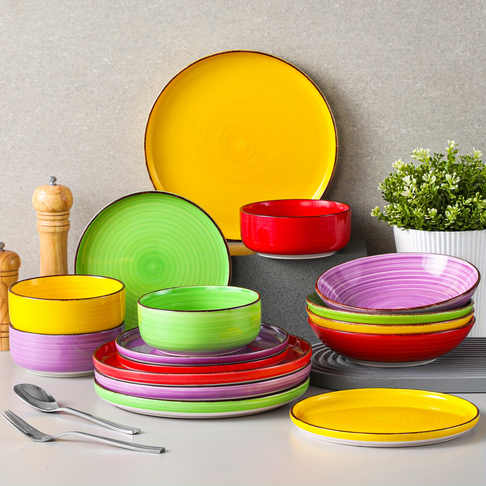 Colourful plates and bowls best sale